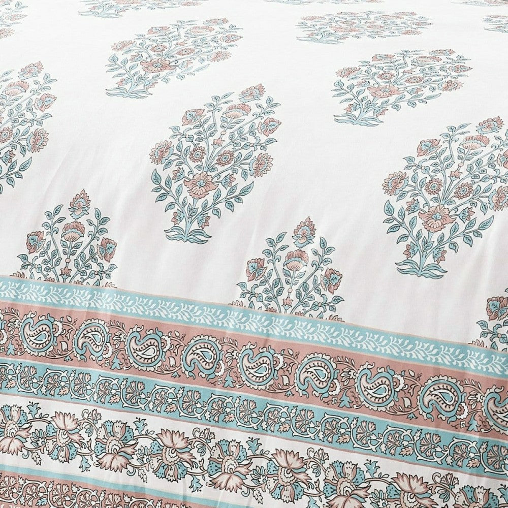 Plow & Hearth Sofia Flower Block Bouquet Comforter 5Pc Set