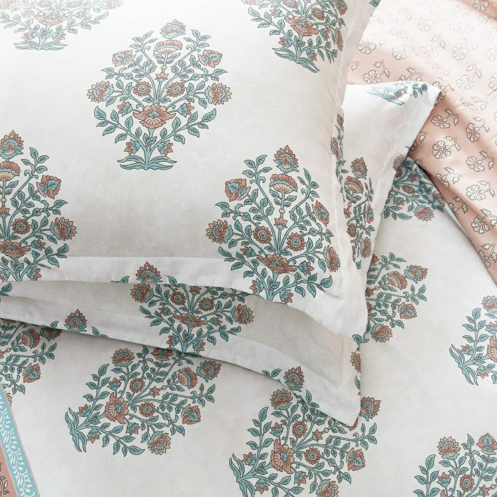 Plow & Hearth Sofia Flower Block Bouquet Comforter 5Pc Set