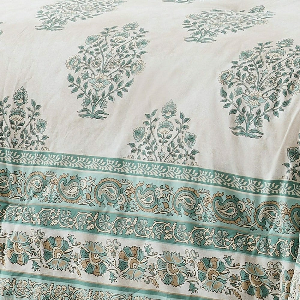 Plow & Hearth Sofia Flower Block Bouquet Cotton Comforter Set