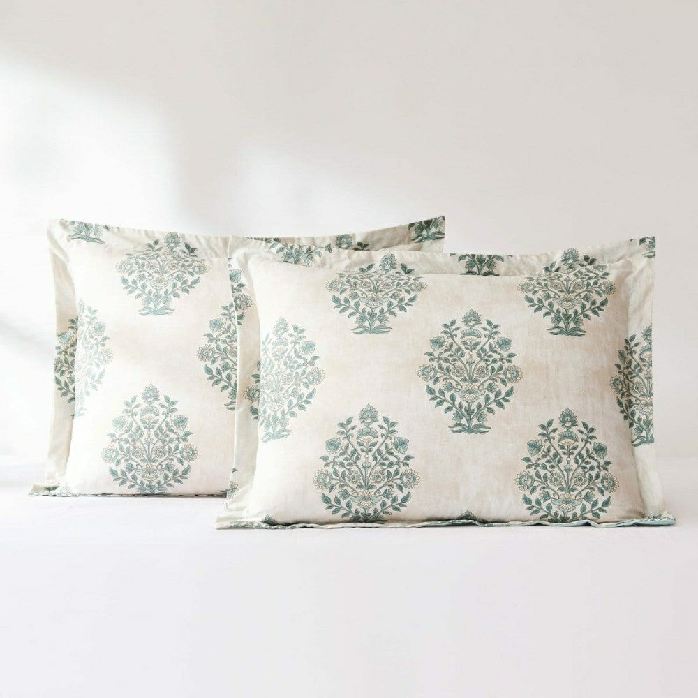 Plow & Hearth Sofia Flower Block Bouquet Cotton Comforter Set