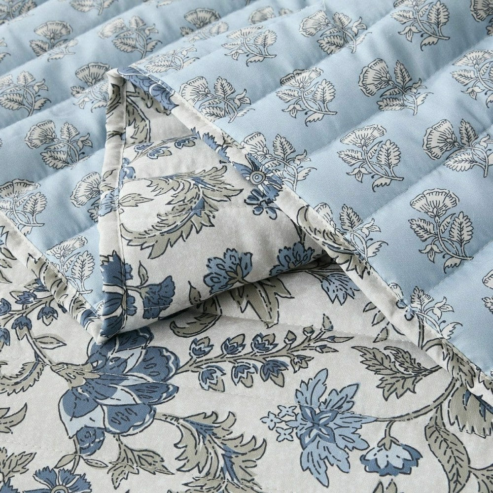 Plow & Hearth Lillian Block Print Reversible Quilt 6 Set