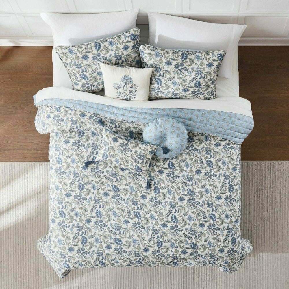 Plow & Hearth Lillian Block Print Reversible Quilt 6 Set