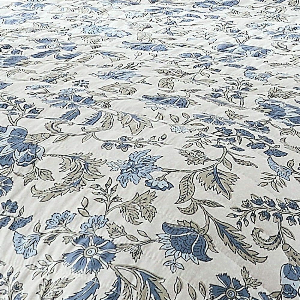 Plow & Hearth Lillian Block Print Reversible Quilt 6 Set