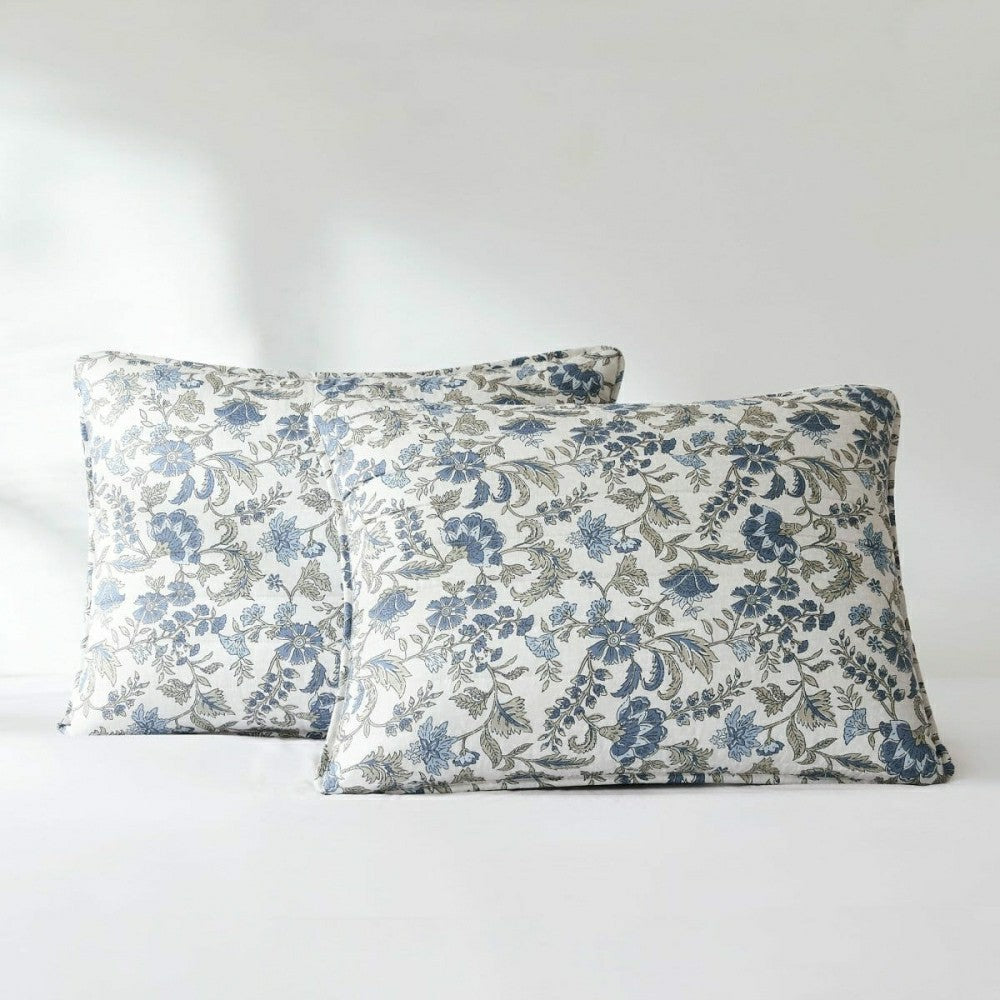 Plow & Hearth Lillian Block Print Reversible Quilt 6 Set