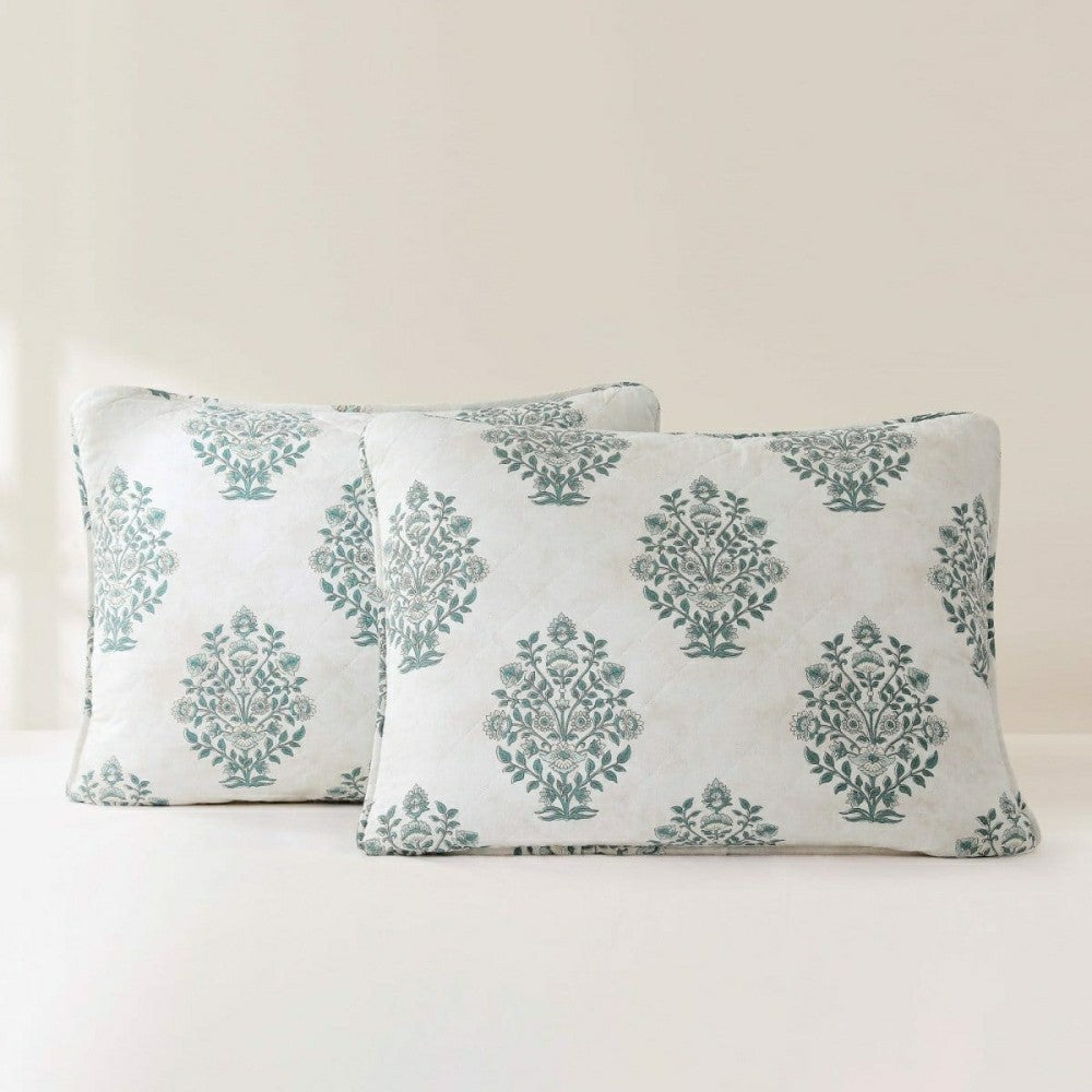 Plow & Hearth Sofia Flower Block Bouquet Reversible Cotton Quilt 3Pc Set