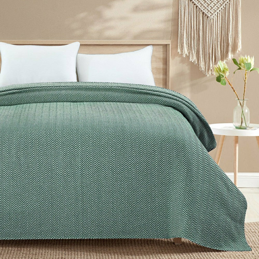 Plow & Hearth Herringbone Cotton Blanket