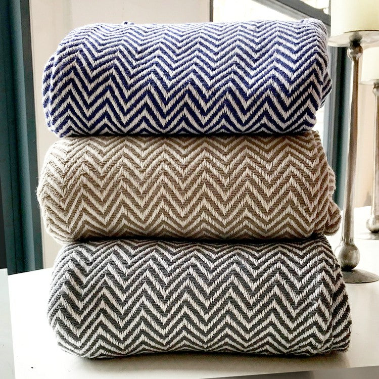 Plow & Hearth Herringbone Cotton Blanket