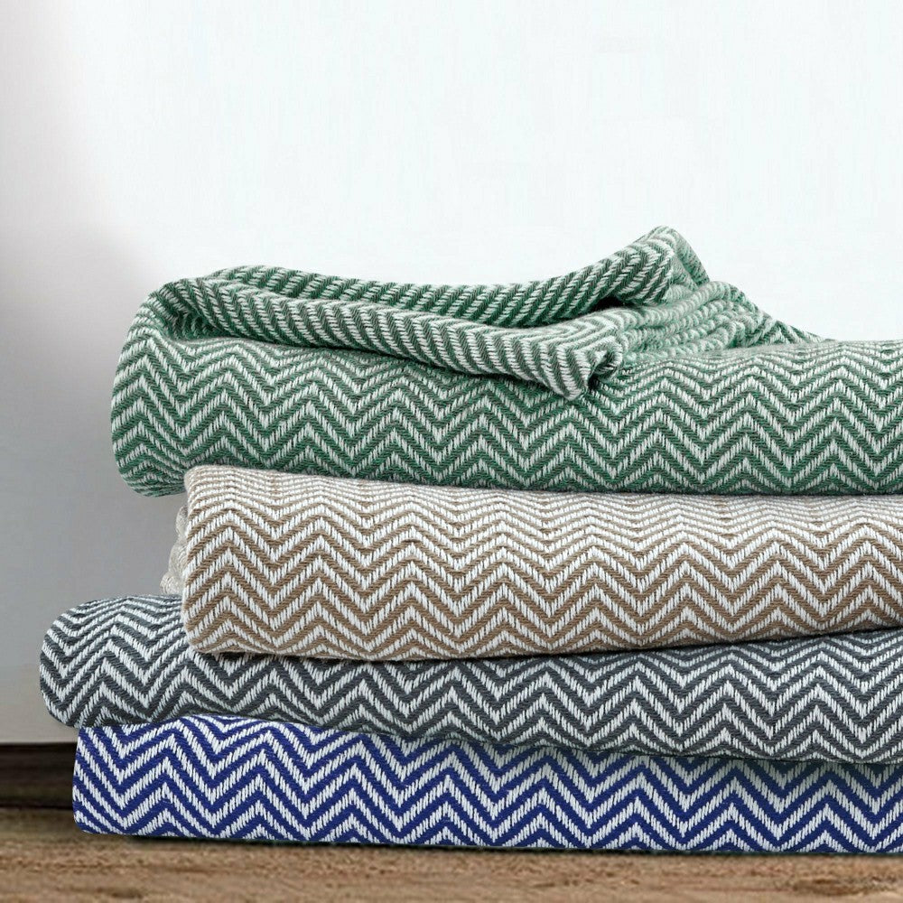 Plow & Hearth Herringbone Cotton Blanket