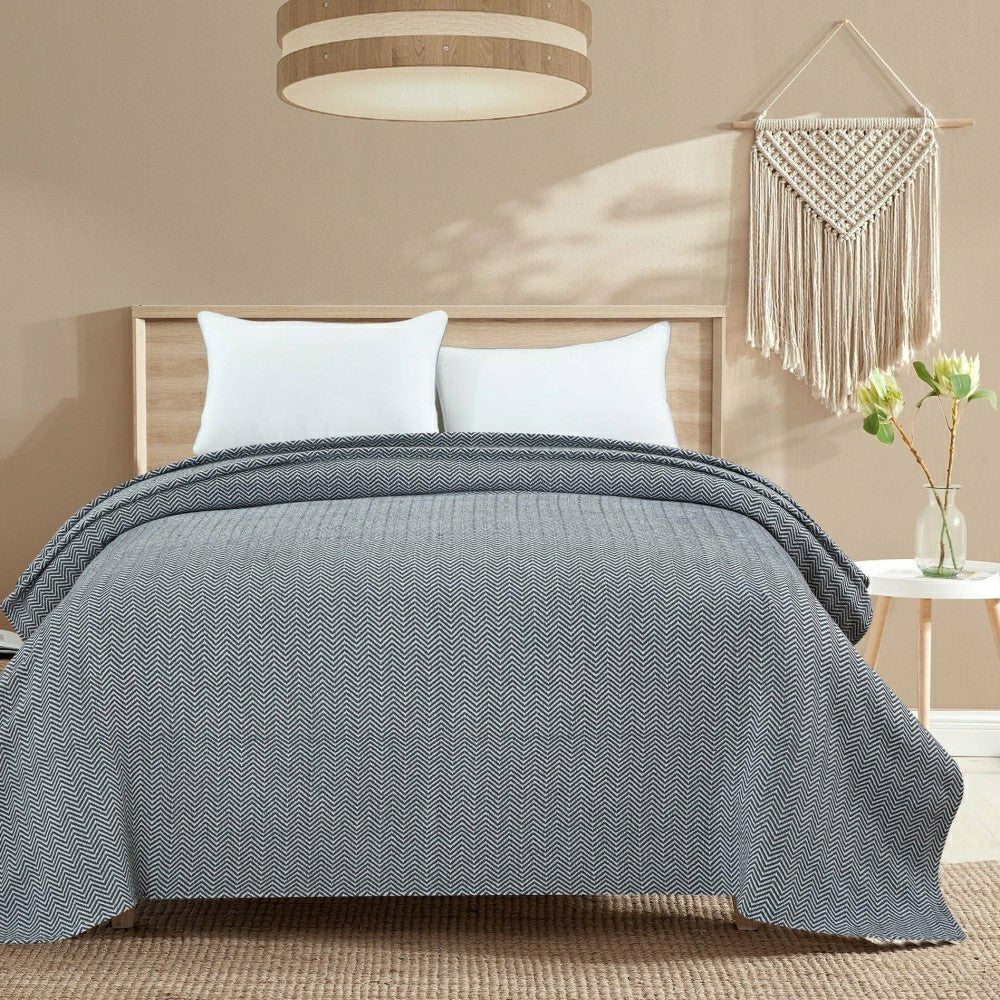Plow & Hearth Herringbone Cotton Blanket