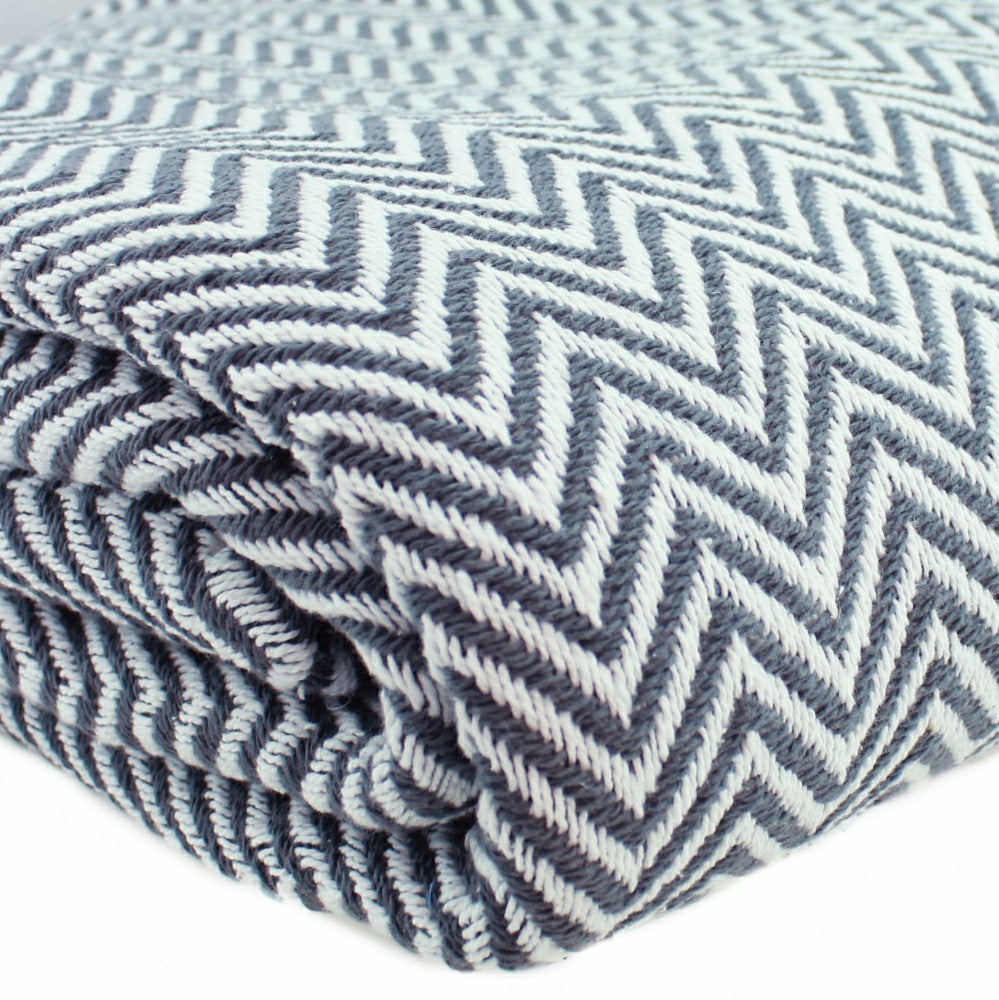Plow & Hearth Herringbone Cotton Blanket