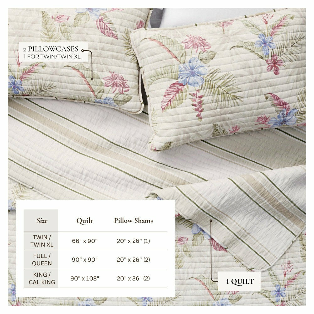 Plow & Hearth Mendocino Floral Printed Cotton Quilt Set