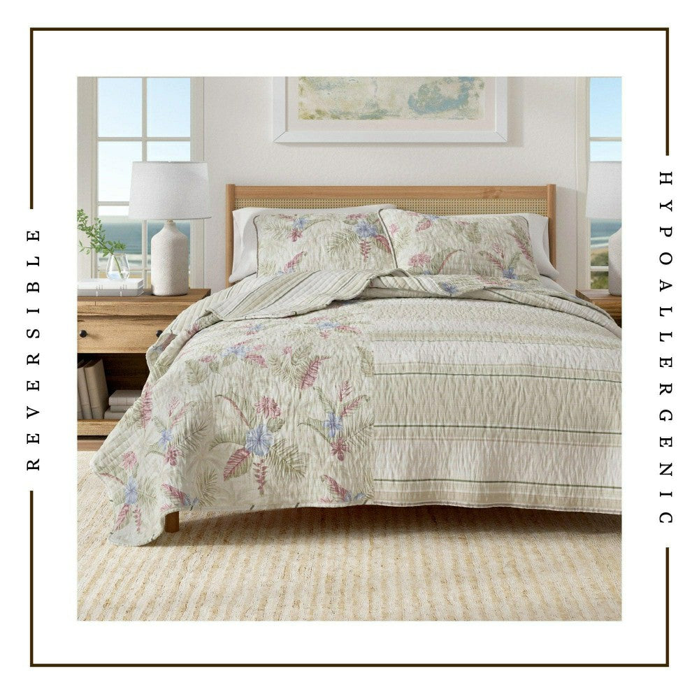 Plow & Hearth Mendocino Floral Printed Cotton Quilt Set