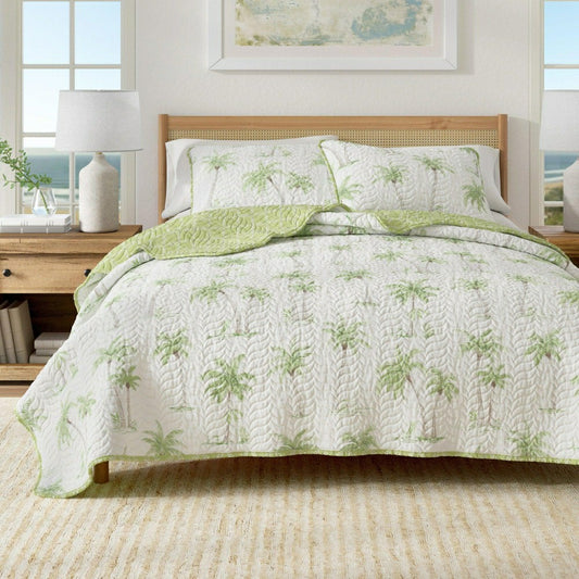 Plow & Hearth West Palm Trees Coastal Quilt Set