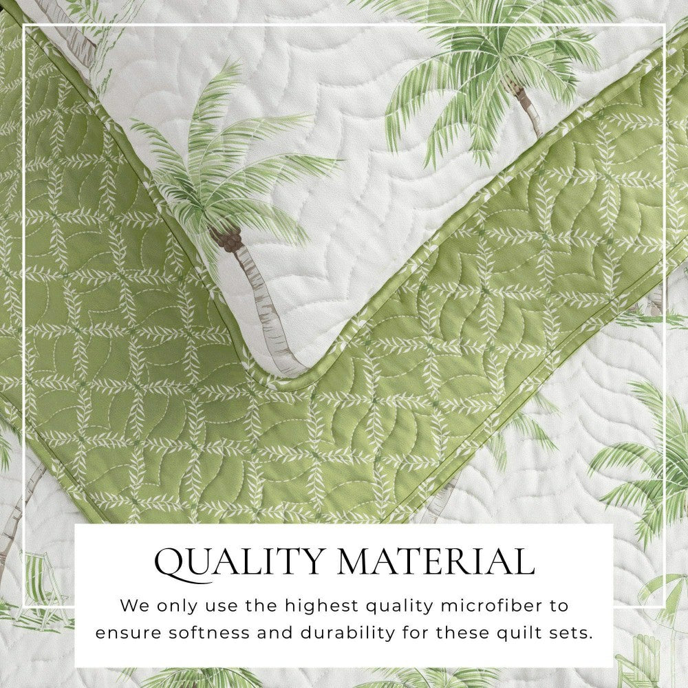 Plow & Hearth West Palm Trees Coastal Quilt Set