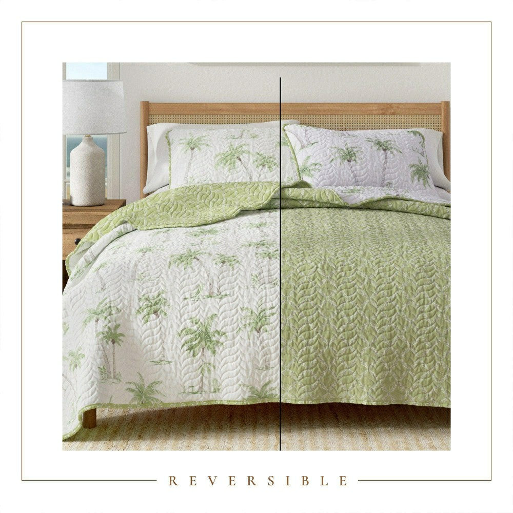 Plow & Hearth West Palm Trees Coastal Quilt Set
