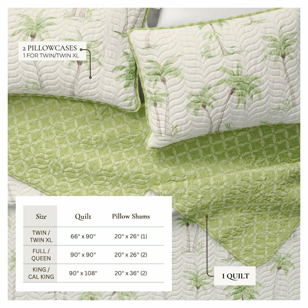 Plow & Hearth West Palm Trees Coastal Quilt Set