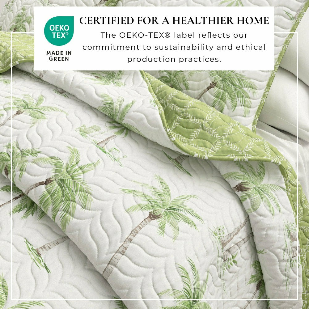Plow & Hearth West Palm Trees Coastal Quilt Set