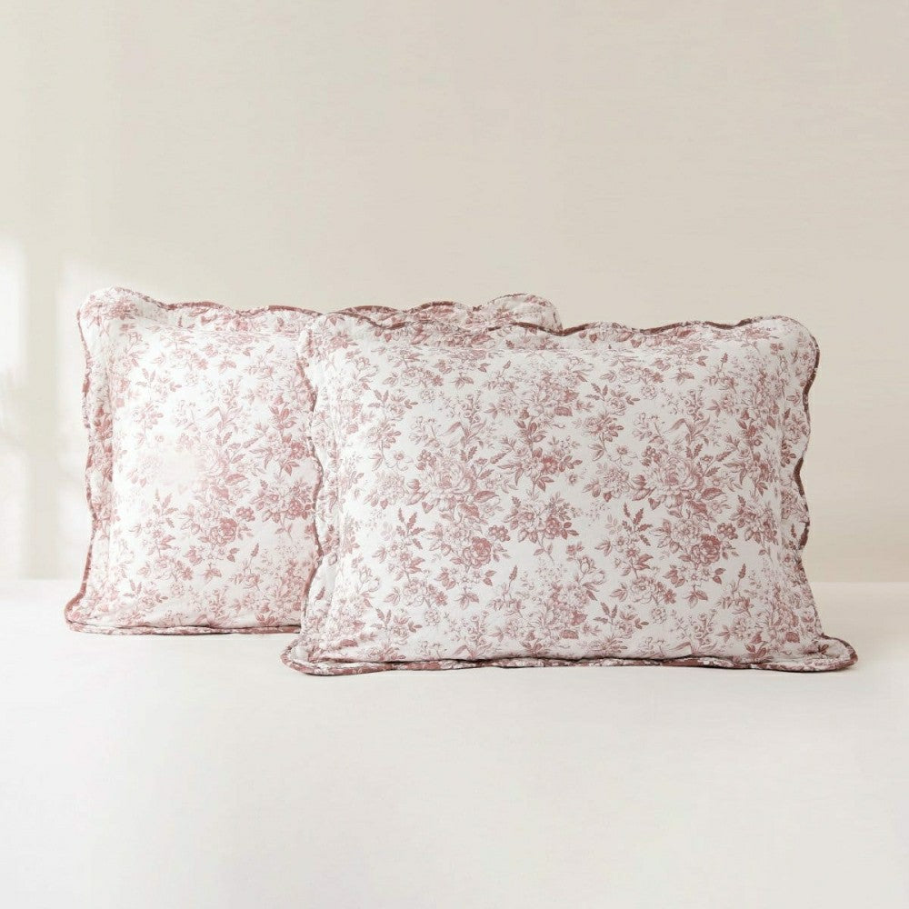 Plow & Hearth Peony Toile Reversible Cotton Quilt Set