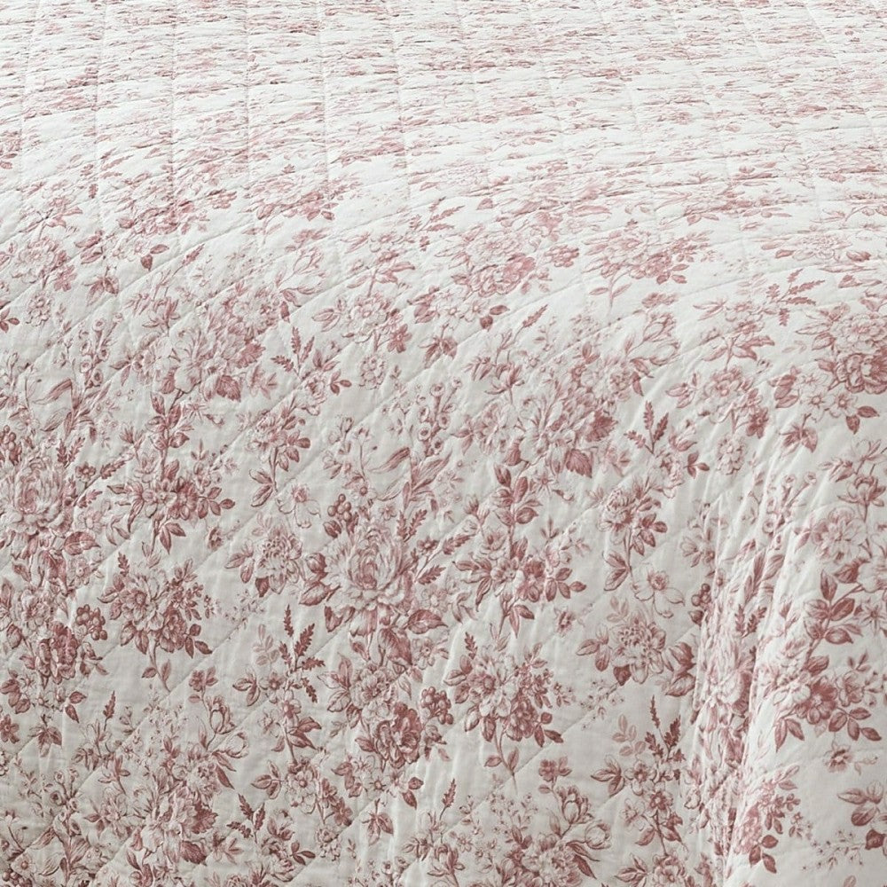 Plow & Hearth Peony Toile Reversible Cotton Quilt Set