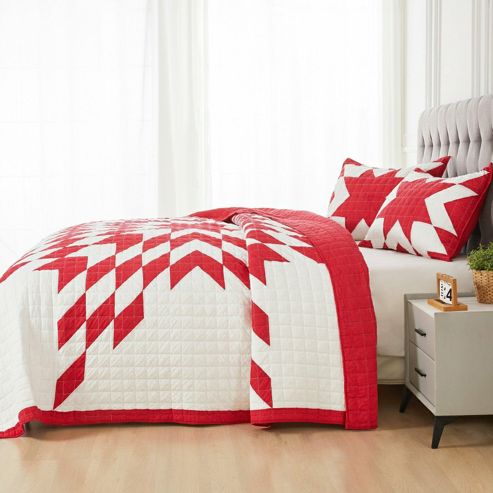 Plow & Hearth Star Patch Patchwork Cotton Quilt Set