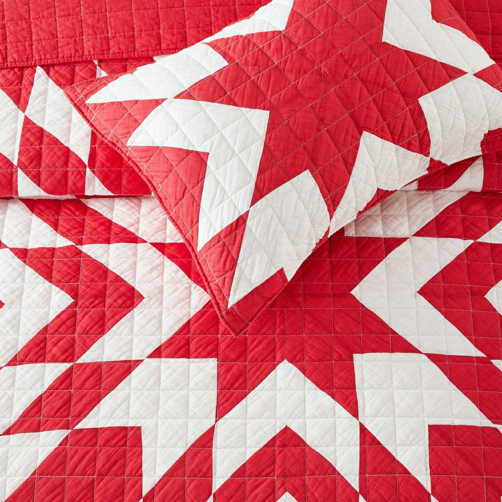 Plow & Hearth Star Patch Patchwork Cotton Quilt Set