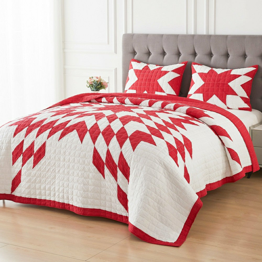 Plow & Hearth Star Patch Patchwork Cotton Quilt Set