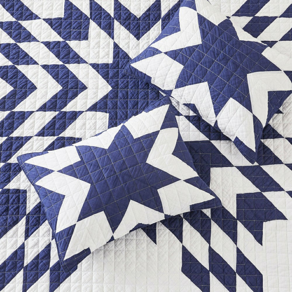 Plow & Hearth Star Patch Patchwork Cotton Quilt Set