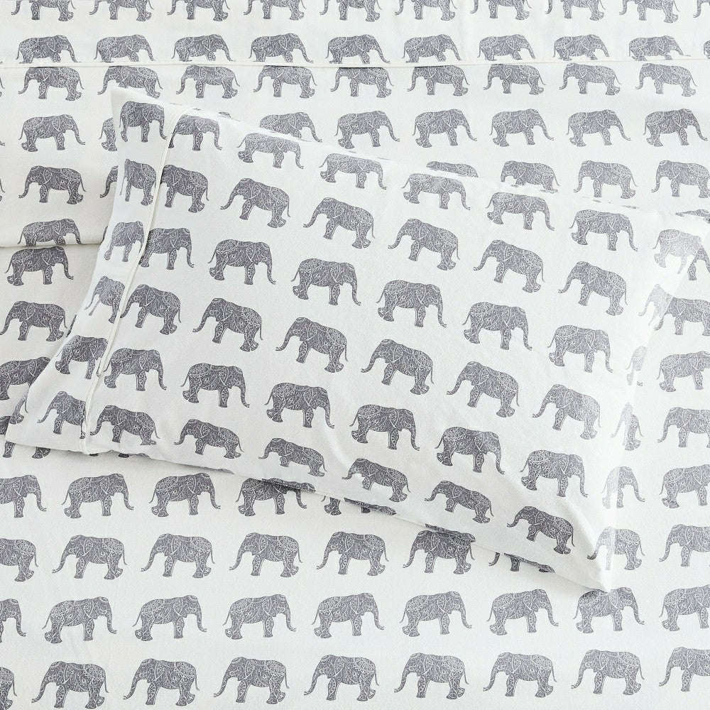 Plow & Hearth Elephants Flannel Sheet Set