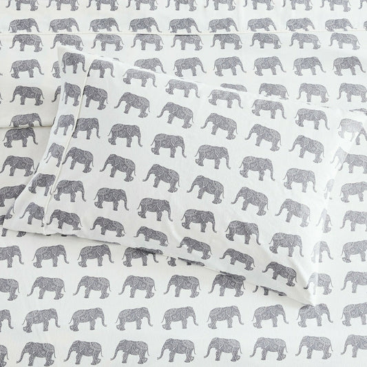 Plow & Hearth Elephants Flannel Sheet Set