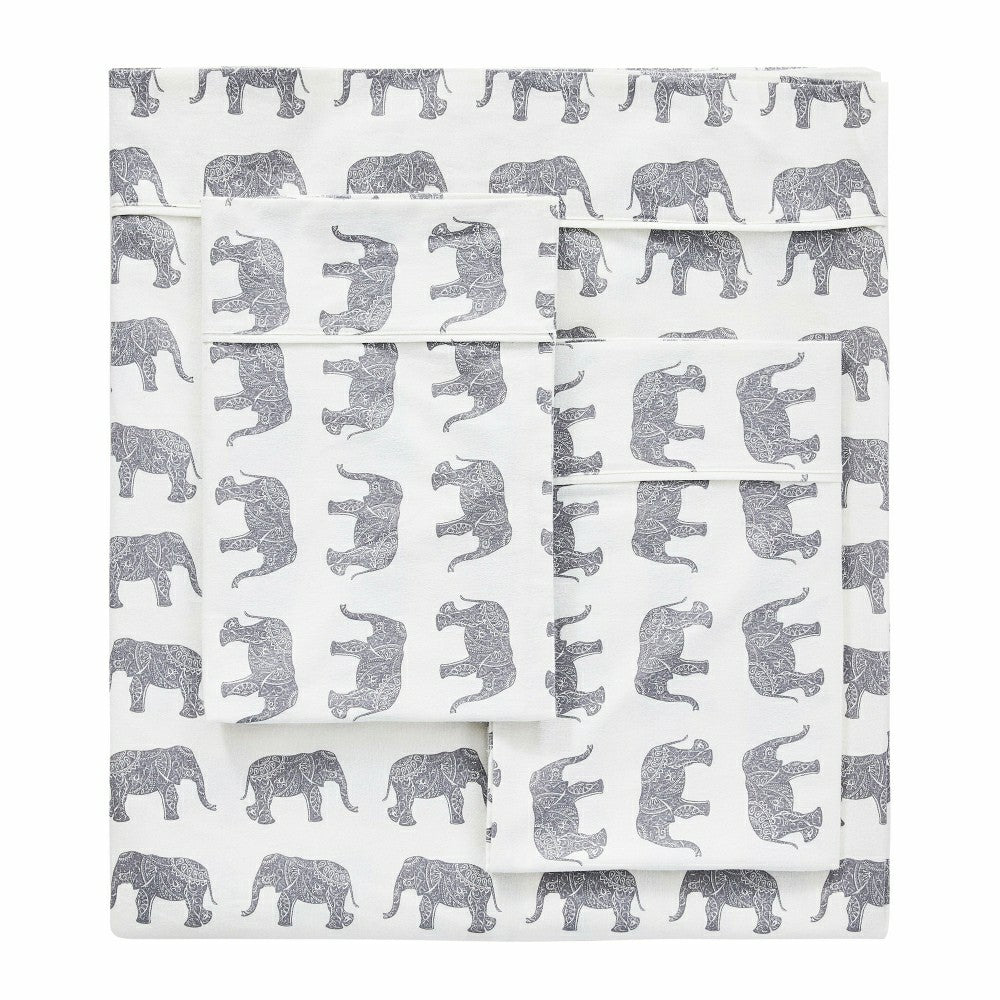 Plow & Hearth Elephants Flannel Sheet Set