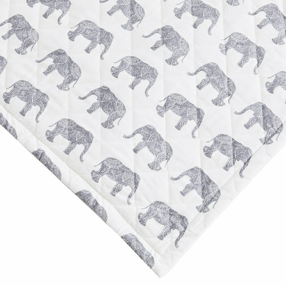 Plow & Hearth Elephants Cotton Flannel Quilt Set