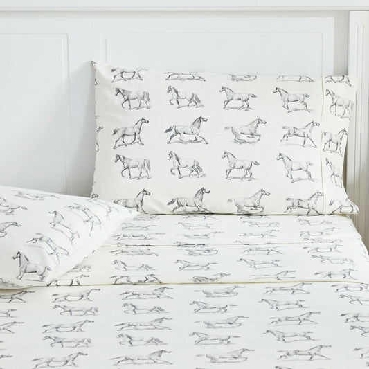 Plow & Hearth Horses Flannel Sheet Set