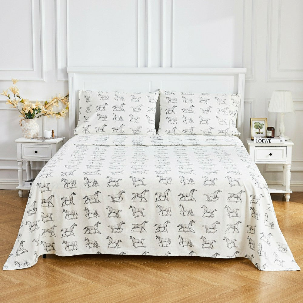 Plow & Hearth Horses Flannel Sheet Set