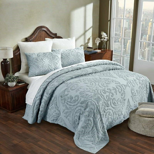 Plow & Hearth Full Size 100-Percent Cotton Chenille 3-Piece Coverlet Bedspread Set i