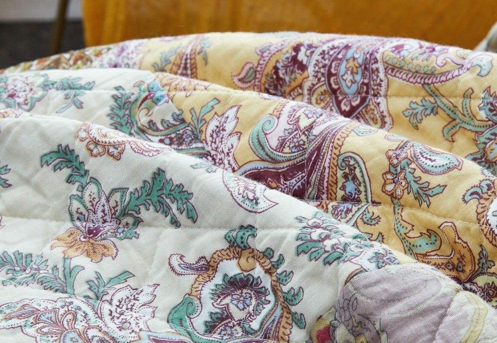 Plow & Hearth Bohemian Burgundy Paisley Patchwork Cotton Bedspread Set