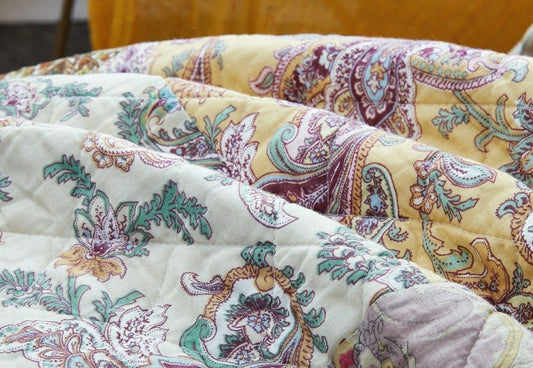 Plow & Hearth Bohemian Burgundy Paisley Patchwork Cotton Bedspread Set