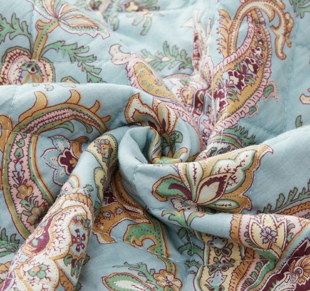 Plow & Hearth Bohemian Burgundy Paisley Patchwork Cotton Bedspread Set