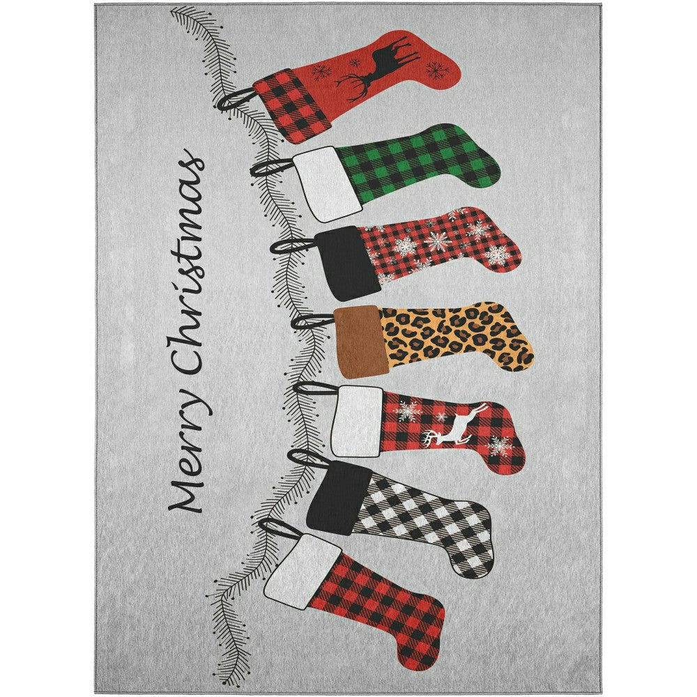 Plow & Hearth Wonderland Stockings Polyester Area Rug