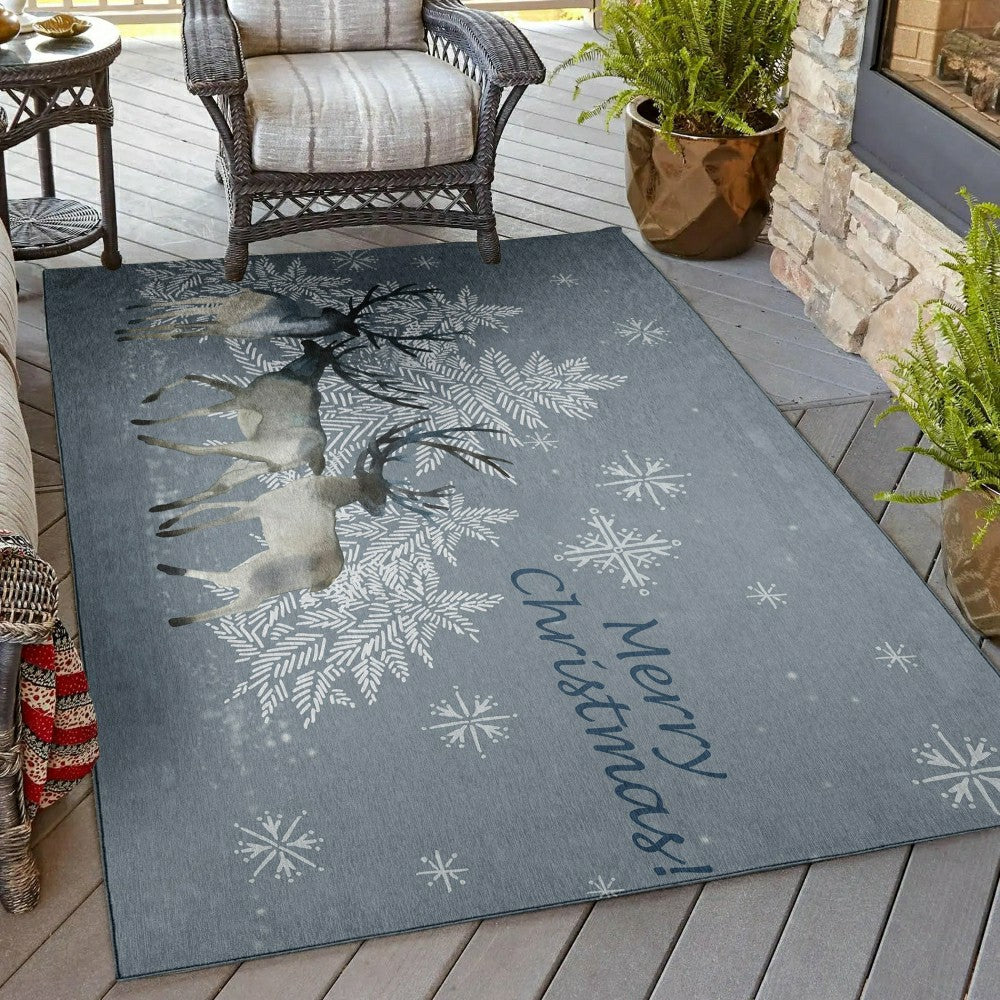 Plow & Hearth Wonderland Grey Polyester Area Rug