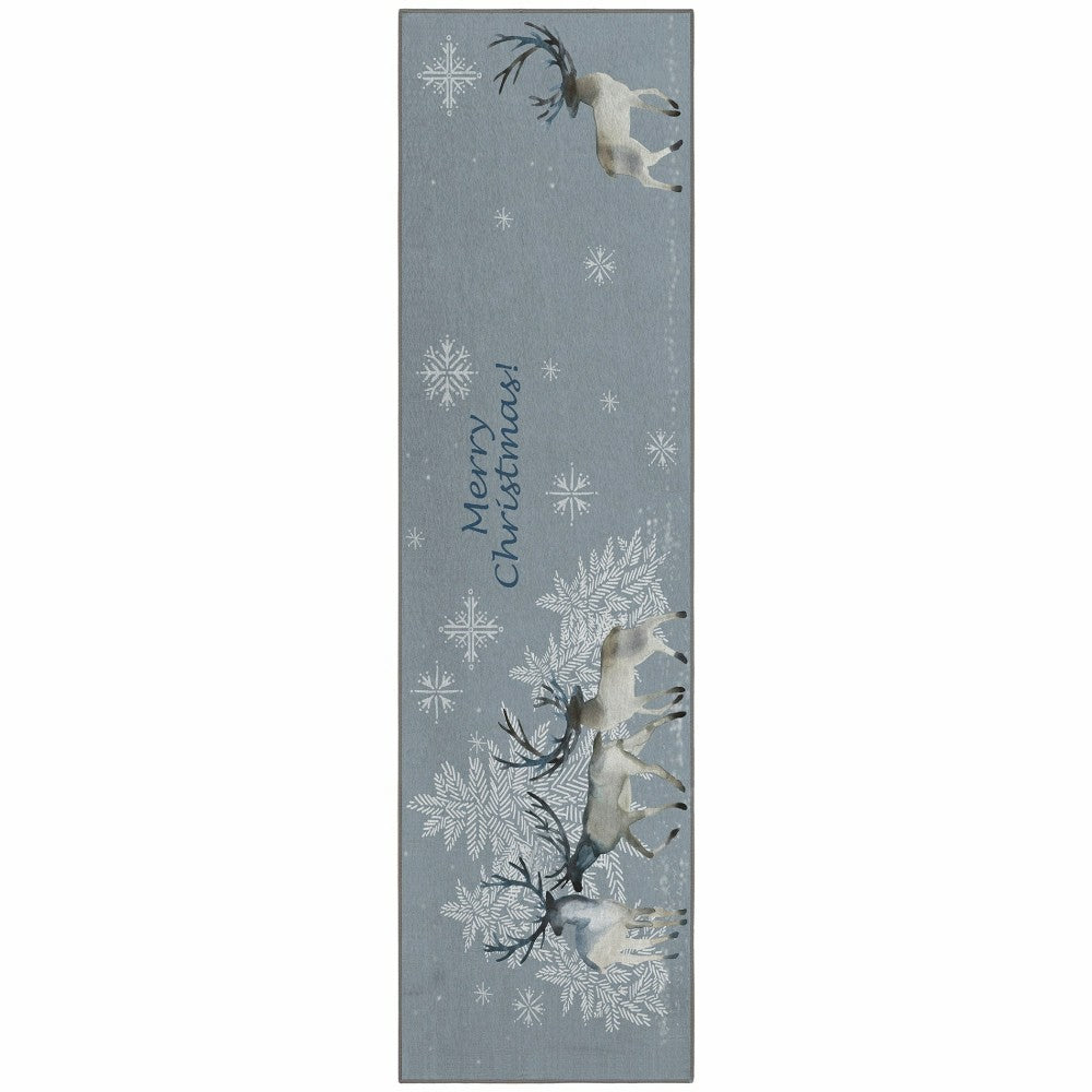 Plow & Hearth Wonderland Grey Polyester Area Rug