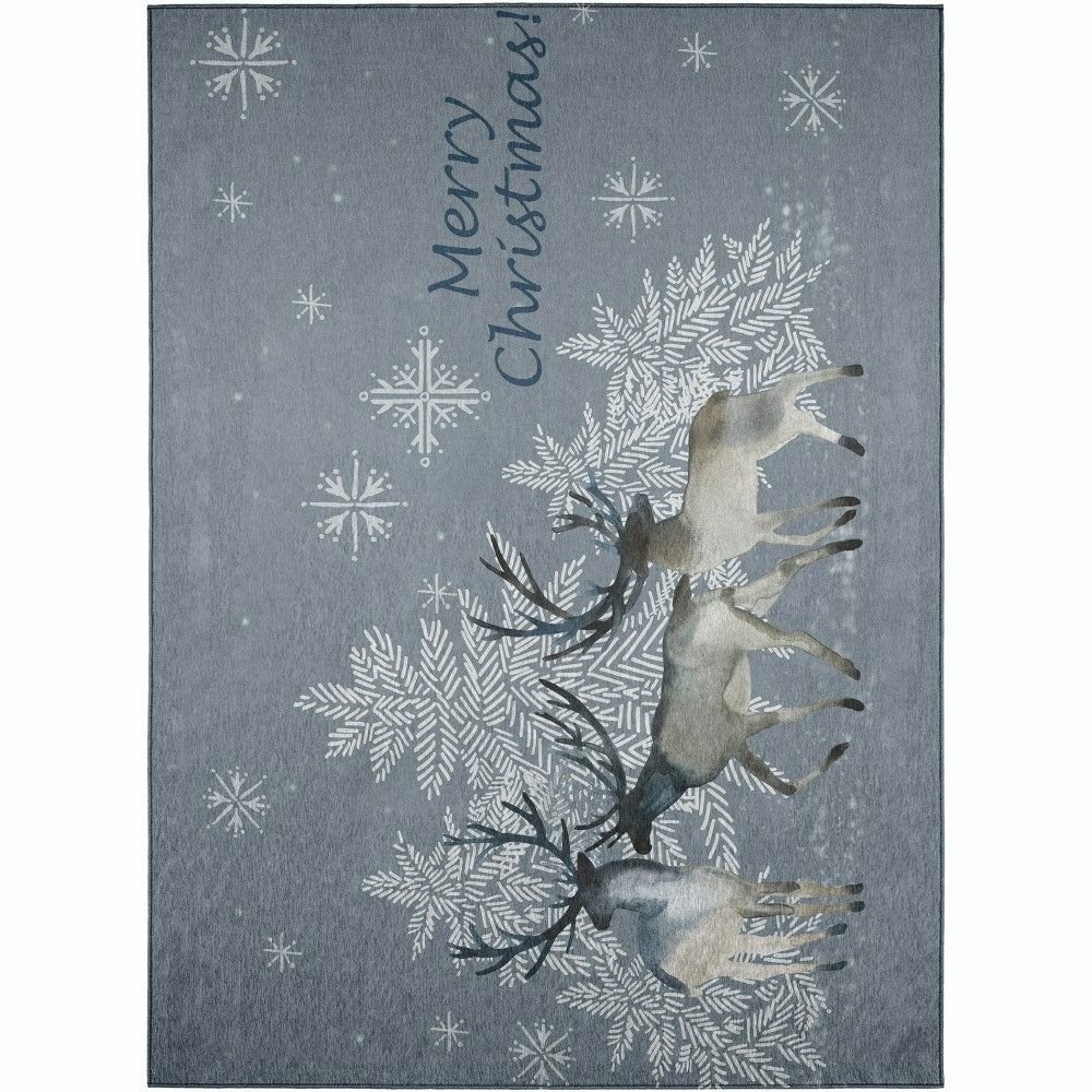 Plow & Hearth Wonderland Grey Polyester Area Rug