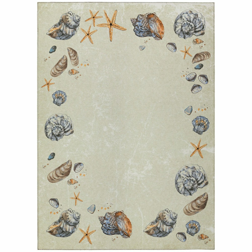 Plow & Hearth Seabreeze Seashell Polyester Area Rug