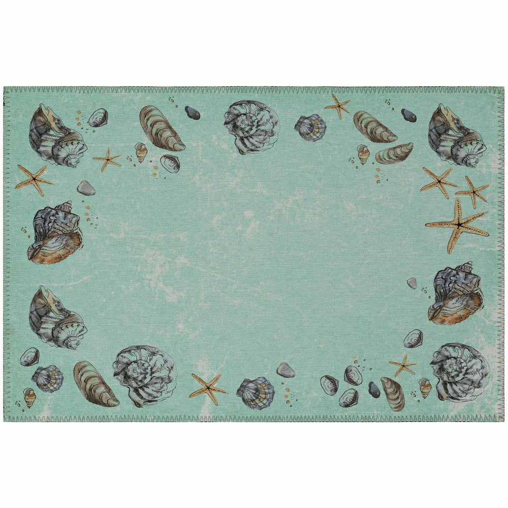 Plow & Hearth Seabreeze Seashell Polyester Area Rug