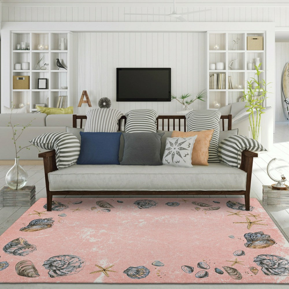 Plow & Hearth Seabreeze Seashell Polyester Area Rug