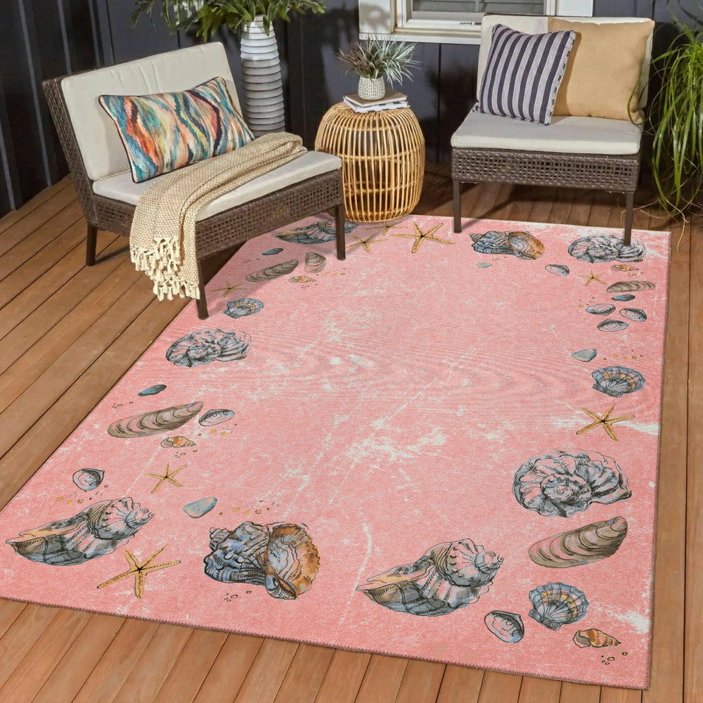 Plow & Hearth Seabreeze Seashell Polyester Area Rug