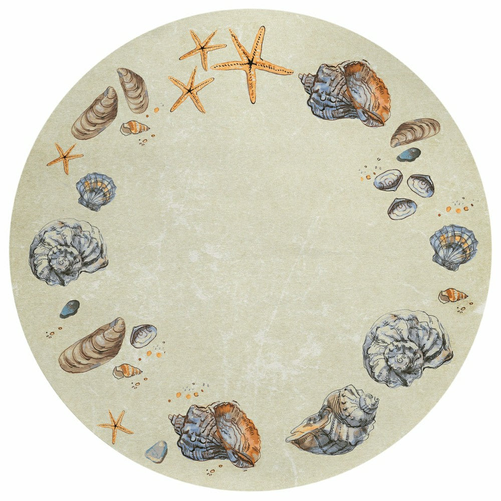 Plow & Hearth Seabreeze Seashell Polyester Area Rug