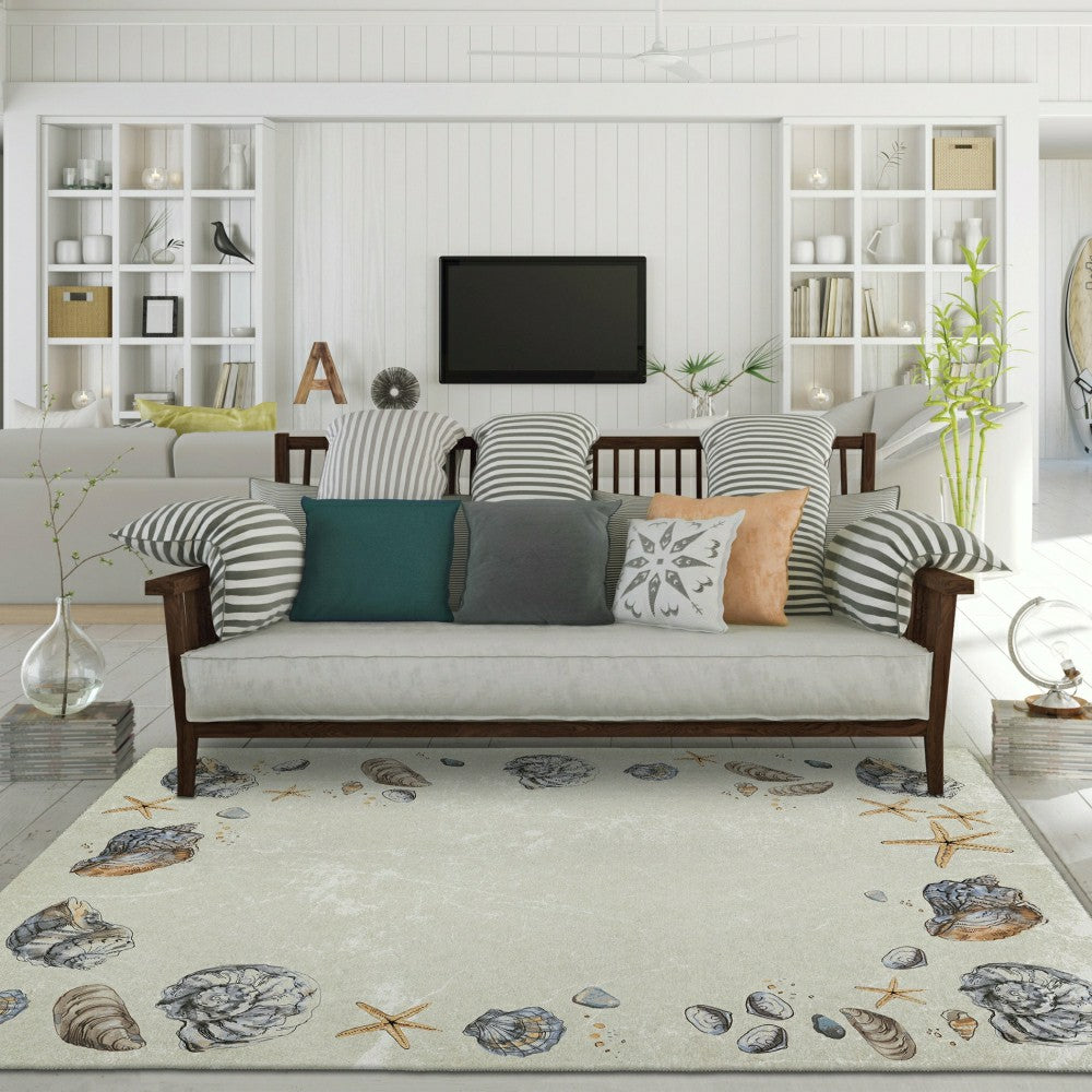 Plow & Hearth Seabreeze Seashell Polyester Area Rug