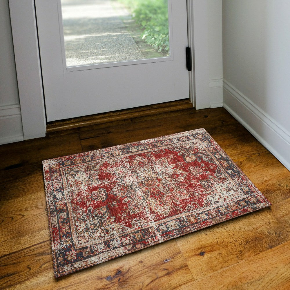 Plow & Hearth Jericho Red Polyester Area Rug