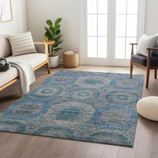 Plow & Hearth Karaj Circles Polyester Area Rug