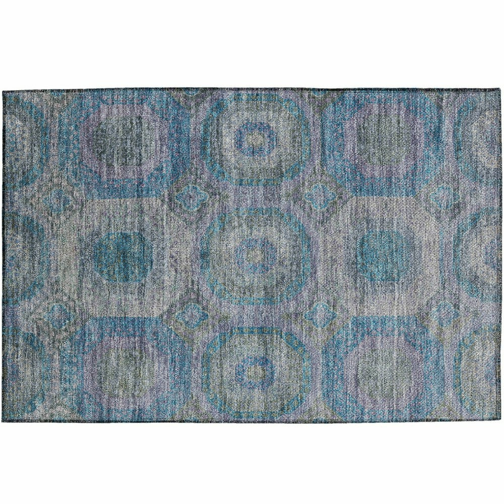 Plow & Hearth Karaj Circles Polyester Area Rug
